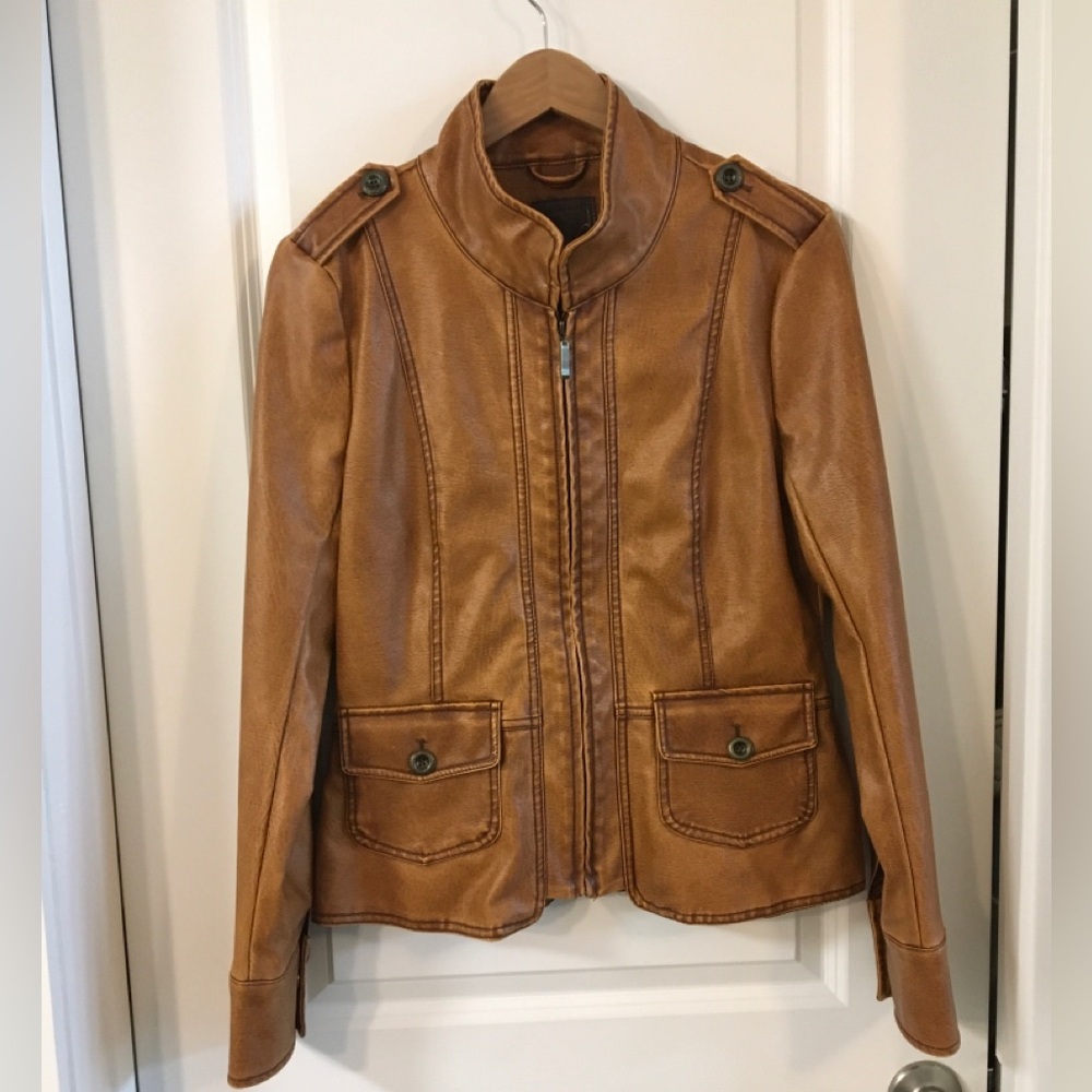 Faux Leather Woman’s Jacket Caramel Size M